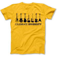 Load image into Gallery viewer, Celebrate Diversity - Guitar - T Shirt - celebrate-diversity-guitar-yellow