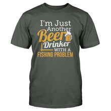 Load image into Gallery viewer, Just A Beer Drinker With a Fishing Problem - T Shirt - charcoal_07f2352f-f649-4ed4-971c-98572a978610