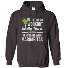 Load image into Gallery viewer, I Like to Workout and Rehydrate With Margaritas - T Shirt - charcoal_15208673-d36b-4682-802b-0eba2ba2f801