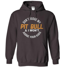 Load image into Gallery viewer, Don't Judge My Pit Bull and I Won't Judge Your Kids - T Shirt - charcoal_1e415ea5-178f-4be6-afd7-a5cca03adbd0