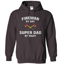 Load image into Gallery viewer, Fireman by Day. Super Dad By Night - T Shirt - charcoal_2c229b17-30c2-44c7-b0f8-ffdf7b667f71