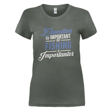 Load image into Gallery viewer, Education is Important, But Fishing is Importanter - T Shirt - charcoal_405d7022-2a19-43e4-bd8f-d788ee675178