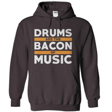 Load image into Gallery viewer, Drums Are The Bacon Of Music - T Shirt - charcoal_56845a61-f7eb-4941-98f3-a0ae3f442c3d