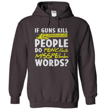 Load image into Gallery viewer, If Guns Kill People Do Pencils Misspell Words? - T Shirt - charcoal_66ba7349-7bc4-495e-bc47-185e3b5fa426