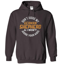 Load image into Gallery viewer, Don't Judge My German Shepherd and I Won't Judge Your Kids - T Shirt - charcoal_693da6bc-9956-42d1-a9e2-75b795d1ce80