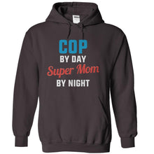 Load image into Gallery viewer, Cop By Day. Super Mom By Night - T Shirt - charcoal_76ffcb75-0c3e-4639-a1ee-7fc7c05ab68d
