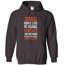 Load image into Gallery viewer, Dogs Run &amp; Live 15 Years. Turtles Do Nothing &amp; Live 150 Years. Lesson Learned. - T Shirt - charcoal_81be9a9e-43d6-4207-abc6-a675dac1d44e