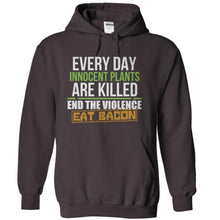 Load image into Gallery viewer, End Plant Violence. Eat Bacon - T Shirt - charcoal_8bd9d9f4-780c-424c-bcdb-abba68e61e96