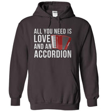 Load image into Gallery viewer, All You Need Is Love And An Accordion - T Shirt - charcoal_93730e26-8dfd-4454-82f2-1d3ca8630d36