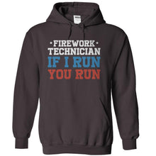 Load image into Gallery viewer, Firework Technician - If I Run, You Run - T Shirt - charcoal_9c5b61fc-11dc-40c4-9921-d69c78fa6b54