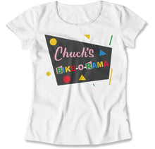 Load image into Gallery viewer, Chuck's Bike-o-rama - T Shirt - chucks-bike-o-rama-ladies-white