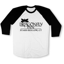 Load image into Gallery viewer, Dragonfly Inn Baseball Tee - dragonfly-inn-raglan-black
