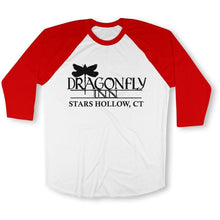 Load image into Gallery viewer, Dragonfly Inn Baseball Tee - dragonfly-inn-raglan-red