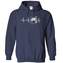Load image into Gallery viewer, Drum Set Heartbeat - T Shirt - drum_set_heartbeat_-_hoodie_-_navy