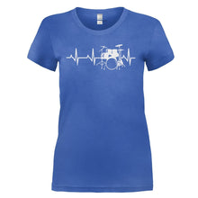 Load image into Gallery viewer, Drum Set Heartbeat - T Shirt - drum_set_heartbeat_-_ladies_-_royal