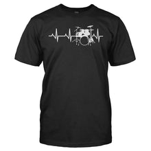 Load image into Gallery viewer, Drum Set Heartbeat - T Shirt - drum_set_heartbeat_-_men_-_black