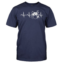 Load image into Gallery viewer, Drum Set Heartbeat - T Shirt - drum_set_heartbeat_-_men_-_navy