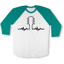 Load image into Gallery viewer, Guitar Heartbeat Baseball Tee - guitar-heartbeat-raglan-kellygreen