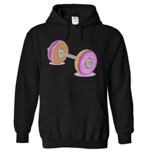 Load image into Gallery viewer, Donut Barbell - T Shirt - hoodie_black_26823427-8fd2-428f-95aa-6d3123c6b941