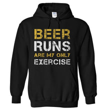 Load image into Gallery viewer, Beer Runs Are My Only Exercise - T Shirt - hoodie_black_7b86628e-1c2c-4779-9779-10d009a4628b