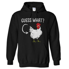 Load image into Gallery viewer, Guess What? Chicken Butt - T Shirt - hoodie_black_c3115e36-e0cc-4789-bcd8-655adda76b87