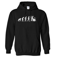 Load image into Gallery viewer, Evolution - Drummer - T Shirt - hoodie_black_d331ef49-ee99-4bf6-b48a-5e68c7f8c442