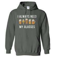 Load image into Gallery viewer, I Always Need My Glasses - Beer - T Shirt - hoodie_charcoal_839d9368-8779-4d48-9b83-79c4808c2b9e