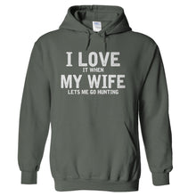 Load image into Gallery viewer, I Love It When My Wife Lets Me Go Hunting - T Shirt - hoodie_charcoal_87816399-40d6-4dee-ab1f-c5ab49b27af0