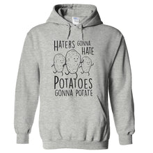 Load image into Gallery viewer, Haters Gonna Hate, Potatoes Gonna Potate - T Shirt - hoodie_heathergrey_260c9314-3335-43c3-aef3-5b451437461b