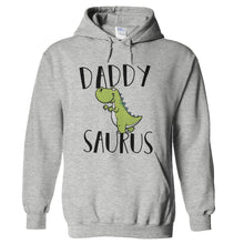 Load image into Gallery viewer, Daddysaurus - T Shirt - hoodie_heathergrey_98994fc6-e45a-4990-a59b-e515ed9d5abc
