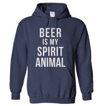 Load image into Gallery viewer, Beer Is My Spirit Animal - T Shirt - hoodie_navyblue_4fb9d932-23e1-40a1-88f8-3702b7ac8375