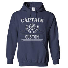 Load image into Gallery viewer, Captain (Custom) - Personalized - T Shirt - hoodie_navyblue_56c02ab8-e6bc-426c-b6ac-308570ccb73f