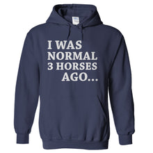 Load image into Gallery viewer, I Was Normal Three Horses Ago - T Shirt - hoodie_navyblue_9b929d14-8282-43ba-bf5c-43d714ca698f