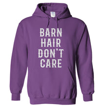 Load image into Gallery viewer, Barn Hair Don't Care - T Shirt - hoodie_purple_bed1ede0-eaff-4d52-85fb-7f80a61beb0f