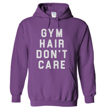 Load image into Gallery viewer, Gym Hair Don't Care - T Shirt - hoodie_purple_daa34dda-80a8-497a-89ca-26f5f30558ef