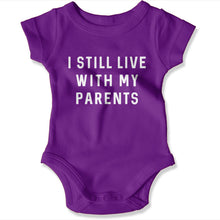 Load image into Gallery viewer, I Still Live With My Parents - Baby Bodysuit - istilllivewithmyparents-purple-onesie