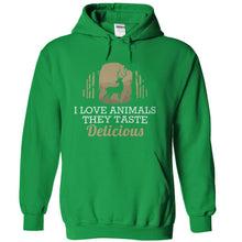 Load image into Gallery viewer, I Love Animals. They Taste Delicious - T Shirt - kellygreen_d00341d4-4e82-4652-b59f-d70560e26cea