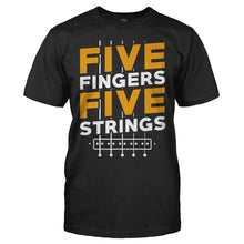 Load image into Gallery viewer, 5 Fingers 5 Strings - T Shirt - men_black_1ecf3fd3-70ac-48aa-8b2b-8039ac8668e0