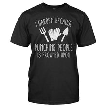 Load image into Gallery viewer, I Garden Because Punching People Is Frowned Upon - T Shirt - men_black_3d857ec2-da23-4a50-8daa-b8fad93d7fea