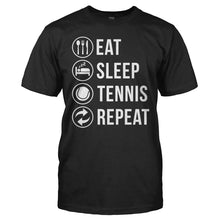 Load image into Gallery viewer, Eat Sleep Tennis Repeat - T Shirt - men_black_4379a628-5015-4589-a992-fd11a8bc91e1