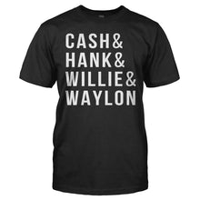 Load image into Gallery viewer, Cash&amp;Hank&amp;Willie&amp;Waylon - T Shirt - men_black_45430851-78c4-4bc4-9c64-6eda7a8c082e