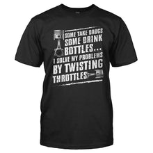 Load image into Gallery viewer, I Solve My Problems By Twisting Throttles - T Shirt - men_black_4c985d7d-18bc-45c7-9df0-b5f0b5b91ad8