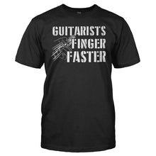 Load image into Gallery viewer, Guitarists Finger Faster - T Shirt - men_black_63537c32-6ce5-423d-bdf5-a7da74f34c80