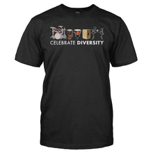 Load image into Gallery viewer, Celebrate Diversity - Drums - Full Color - T Shirt - men_black_7ba2f9a8-ba19-45c0-b05a-72550e954629