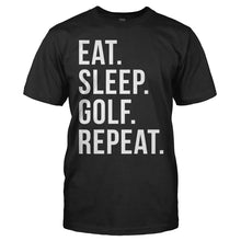 Load image into Gallery viewer, Eat Sleep Golf Repeat - T Shirt - men_black_802c8fcb-d12b-4831-a2e7-4c7f8b546385