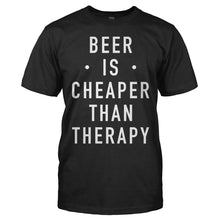 Load image into Gallery viewer, Beer Is Cheaper Than Therapy - T Shirt - men_black_ae80bb43-0202-4a0c-9c3c-5efb180761ab