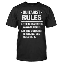 Load image into Gallery viewer, Guitarist Rules - T Shirt - men_black_d0235345-a1a6-4b32-b645-b8c1bf3c544b