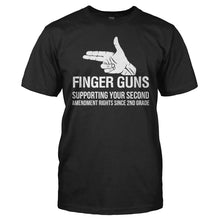 Load image into Gallery viewer, Finger Guns - Supporting Your 2nd Amendment Rights - T Shirt - men_black_d46a6588-4449-4ccb-8274-edcdd36788ab