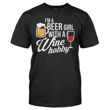 Load image into Gallery viewer, I'm A Beer Girl With a Wine Hobby - T Shirt - men_black_e02cf136-bbac-47b8-a844-cd951bd8d24d