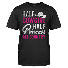 Load image into Gallery viewer, Half Cowgirl Half Princess All Country - T Shirt - men_black_ea47002b-d3c1-4900-8b66-c1dae8b8914c
